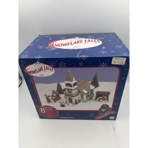 Snowflake Falls Christmas Village 8 Piece Lighted Toy Castle Set. - Picture 2 of 12